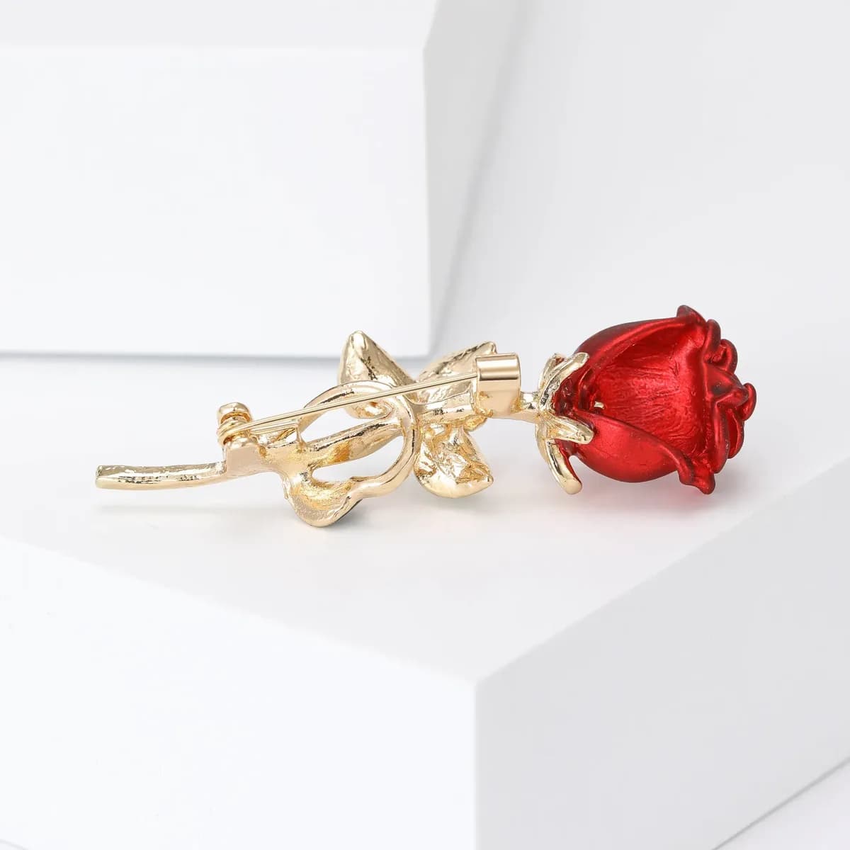 pin back of the long stem rose brooch